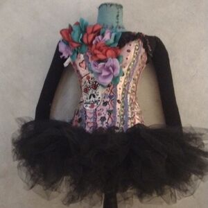 Floral Embellished Black Dance Costume
